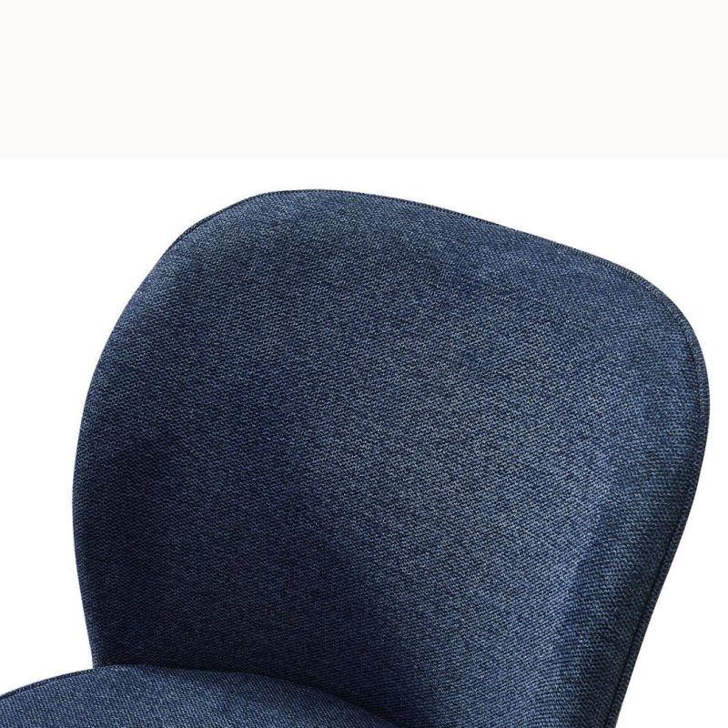 Hot Sale Dining Room Chair Blue Fabric Dining Chair with Black Metal Legs