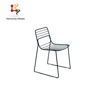 Modern Black Square Metal Frame Armless Dining Chairs for Restaurant