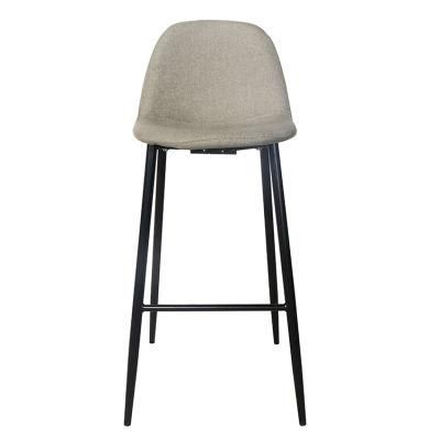 Wholesale Modern Design Bar Stool Metal Frame Khaki Velvet Fabric Bar Chair