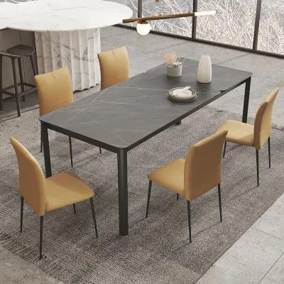 Italian Style Rock Board Dining Table Rectangular Simple Modern Small Apartment Home Dining Table Nordic Light Luxury Dining Tab