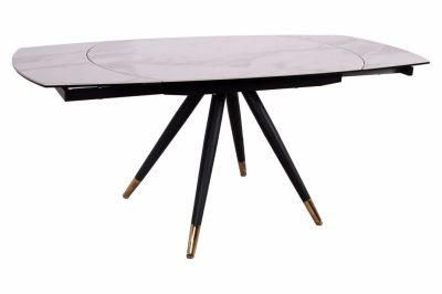 Extension Rotating Oval Volakas White Ceramic Dining Table