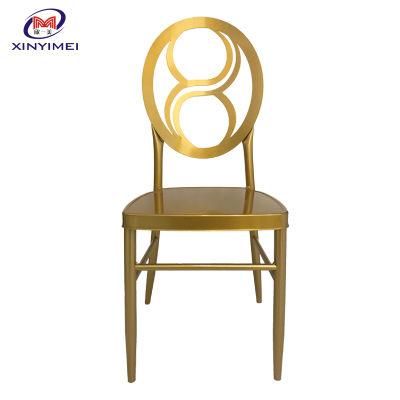 2019 New Design Banquet Hall Dining Metal Round Back Chiavari Chair