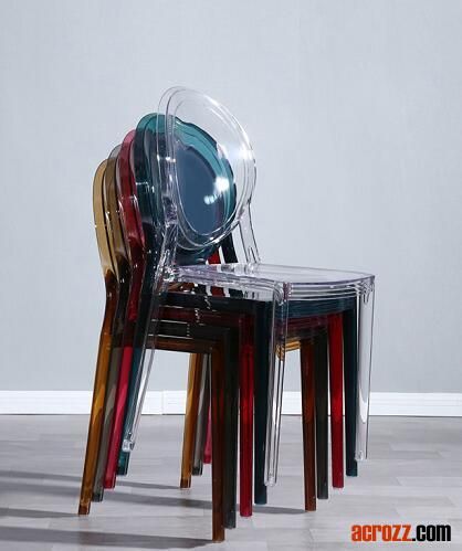 China Low Price Plastic PC Transparent Fashion Colorful Crystal Chair Dining Chair