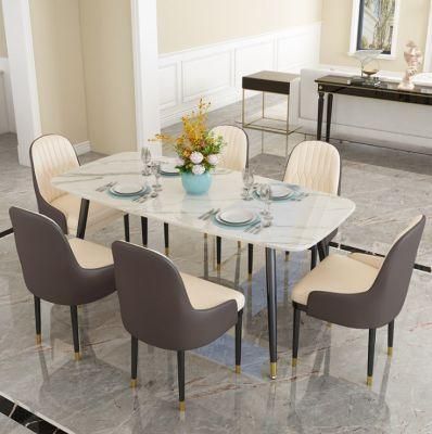 Nordic Family High-End Marble Metal Dining Table