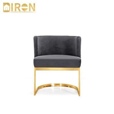 Market Popular Design Velvet Stainless Steel in Golden Color Dining Chair