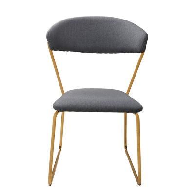 Wholesale Dining Furniture Gold Chrome Iron Legs Dining Chair Velvet Fabric Chair