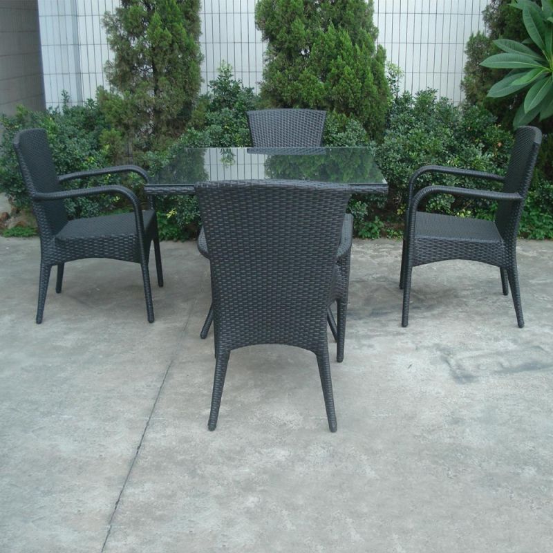 Outdoor Dining 4 Seating Restaurant Set Black Square Party Table