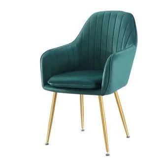 Nordic Style Metal Leg Vevet Dining Chair