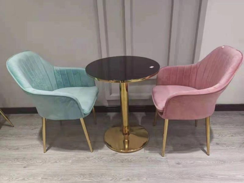 Wholesale Nordic Velvet Modern Luxury Design Furniture Dining Room Chairs Dining Chairs with Metal Legs Gold