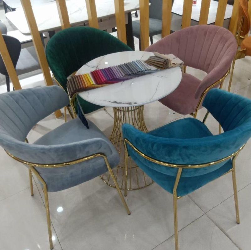 Small Bedroom Table Chair Modern Fabric Metal Leg Dinner Chair