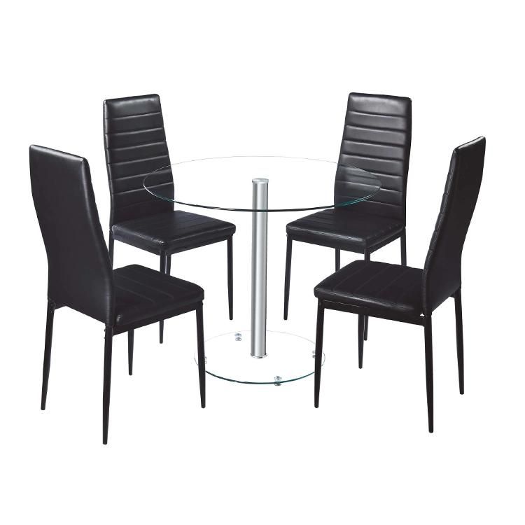 Hot Sale Ultra Simple Modern Style Designs Glass Luxury Stainless Steel Round Dining Tables