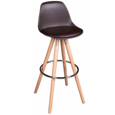 Upholstered Bar Chair Leather New Red PU Backrest Bar Stool Saddle Wholesale Modern Leather Counter Stools with Footrest