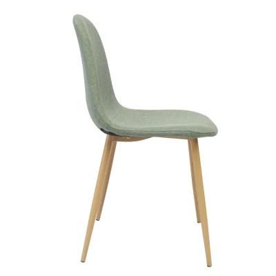 Wholesale Dining Room Furniture Green Fabric Dining Chair Iron Legs Simple Design Chair