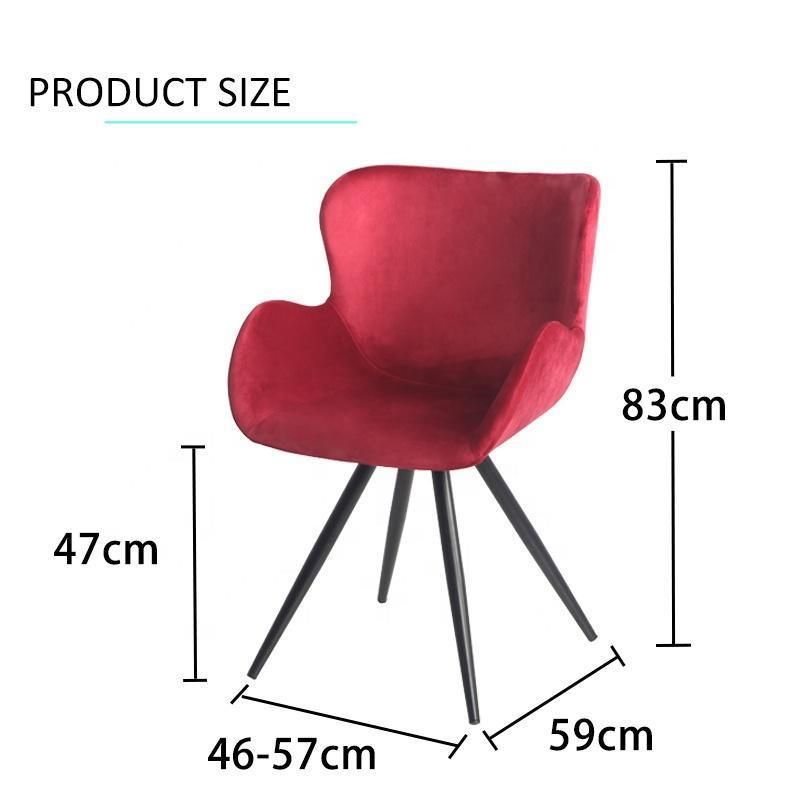 Hotel Coffee Fabric Surface Metal Legs Dining Chair