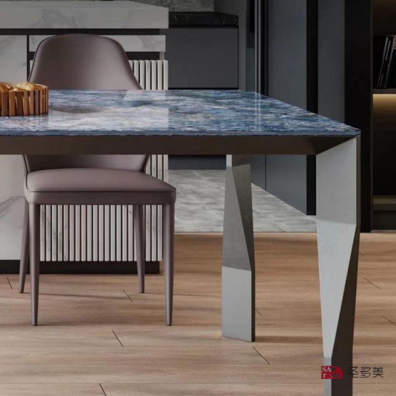 Italian Style Design Extendable Dining Table Metal Slate Dining Table