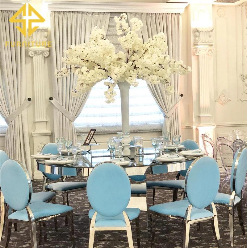 Cheap Wholesale Stainless Steel Small Round Back Wedding Banquet Hotel Party Dining Chair