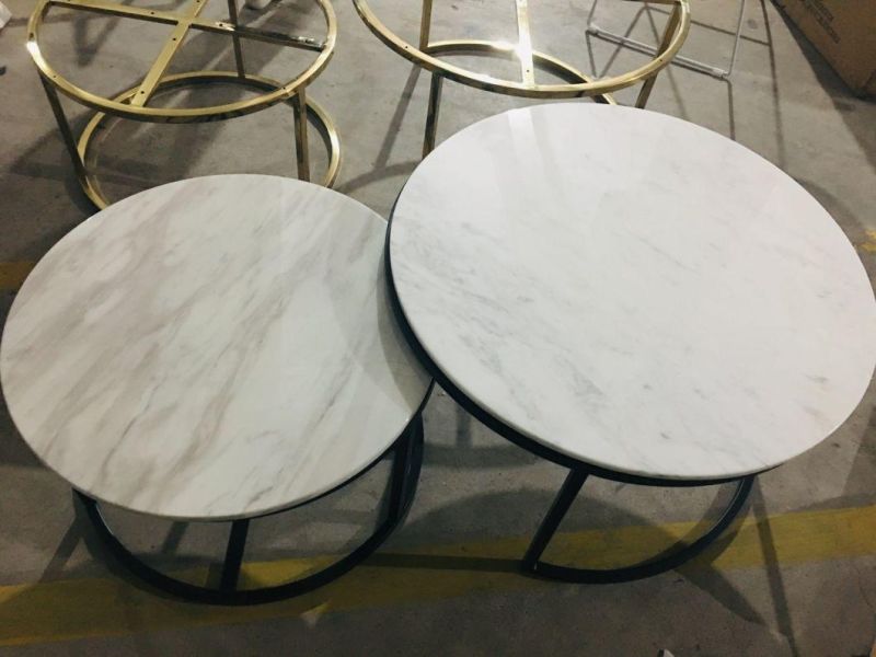 Coffee Shop Furniture Round Artifical Marble Dining Table Top