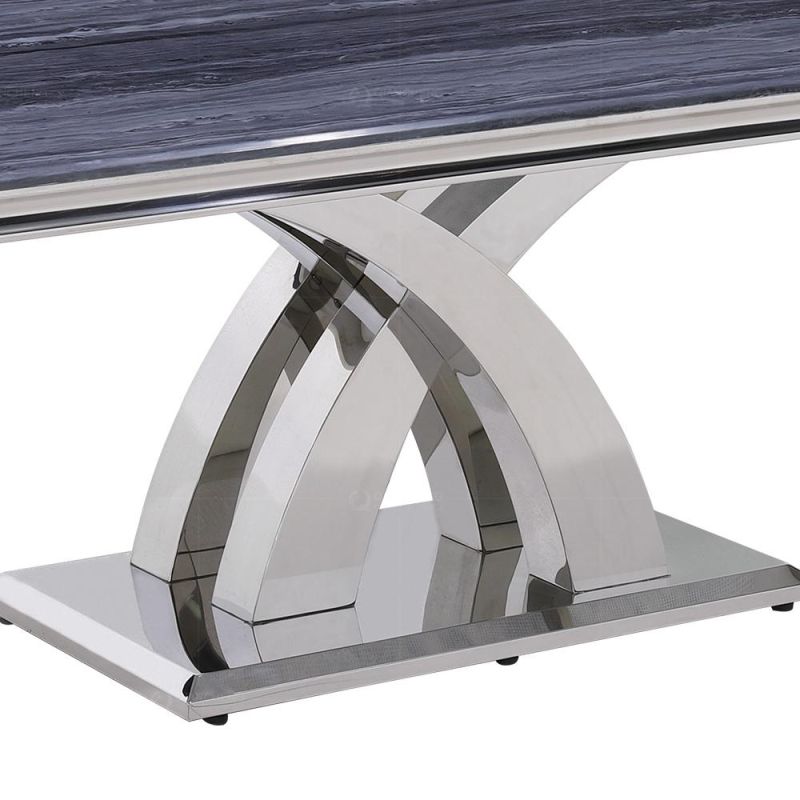 UK Style Grey Marble Top Stainless Steel Dining Table