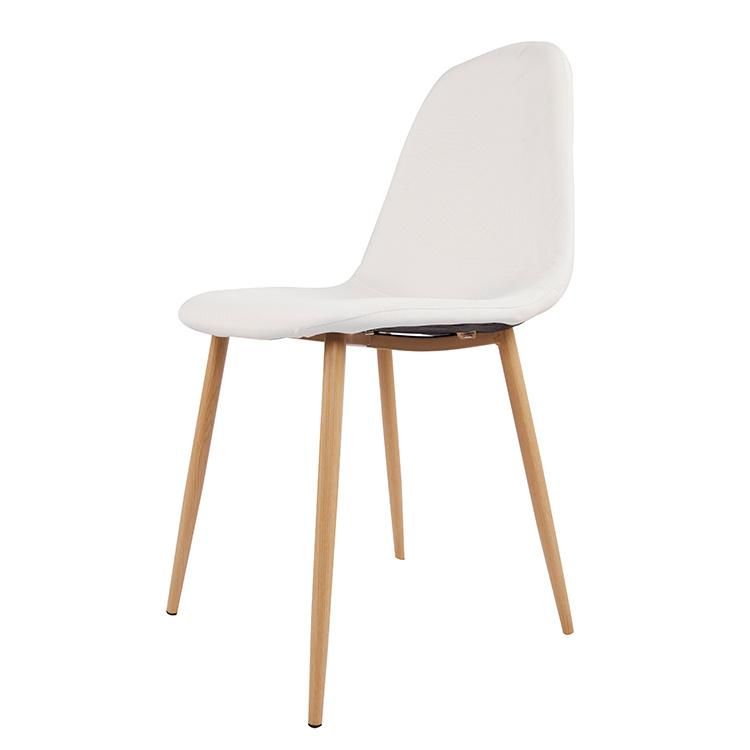 Modern Cheap Home Furniture Leisure Living Room White Fabric Wooden Color Leg Plating Dining Chair