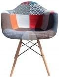 Modern Furniture Restaurant Patchwork Fabric Dining Chair with Armchair