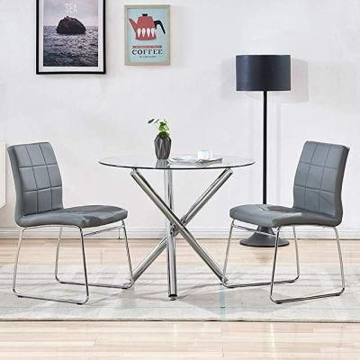 Factory Price 10 Years Experience Customized Round Tempered Glass Transparent Dining Tables for Dining Room