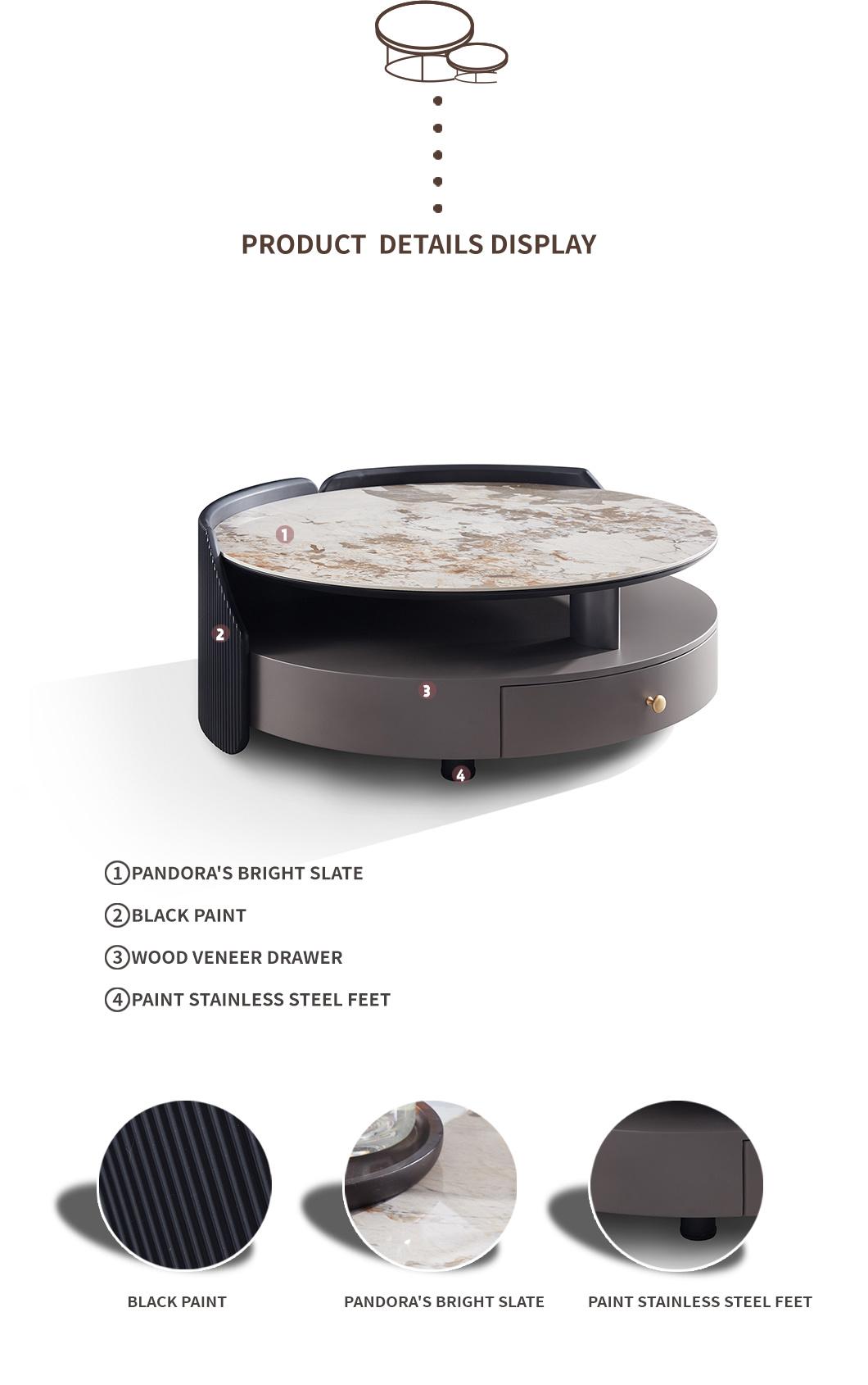 2022 Modern Design Pandora′s Bright Marble Tea Table