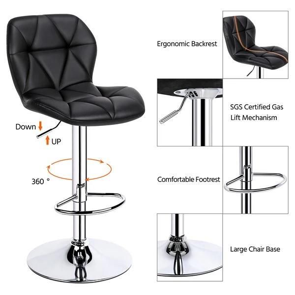 Fancy Dining Room Modern Stool Leather Metal Bar Chair