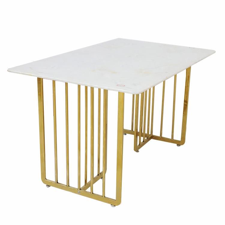 Modern Luxury Dining Room Furniture 4 Seater Gold Steel Dining Table