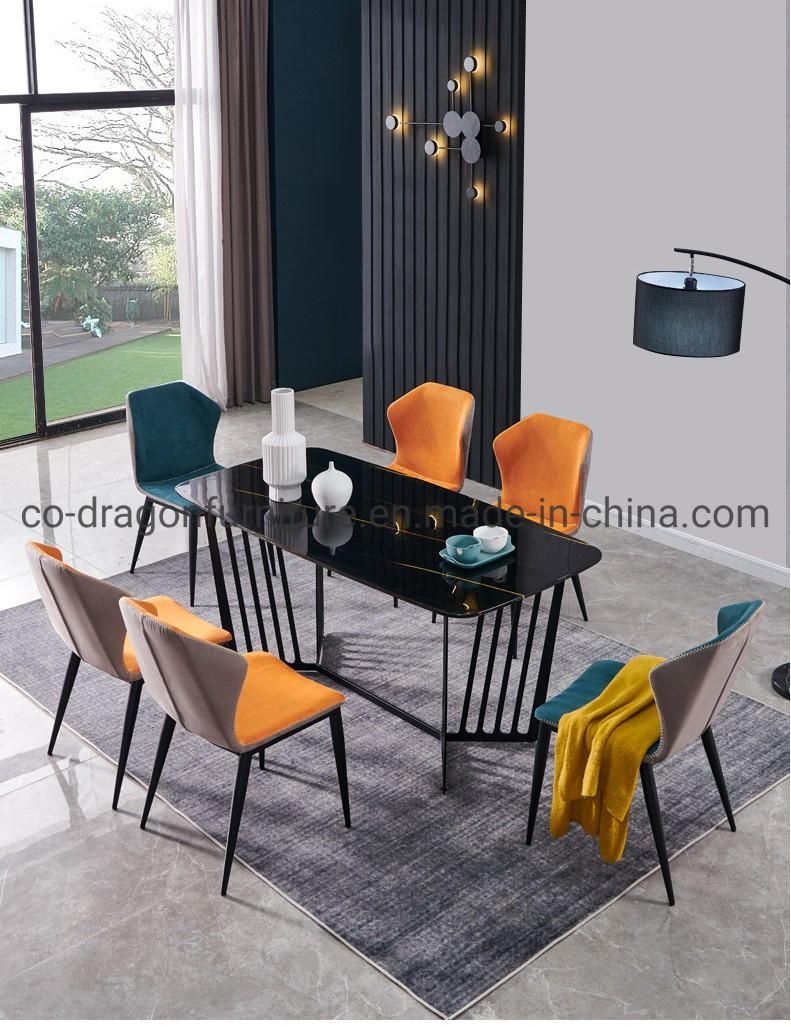 Italian Style High Quality Metal Legs Leather Dining Chair Sets