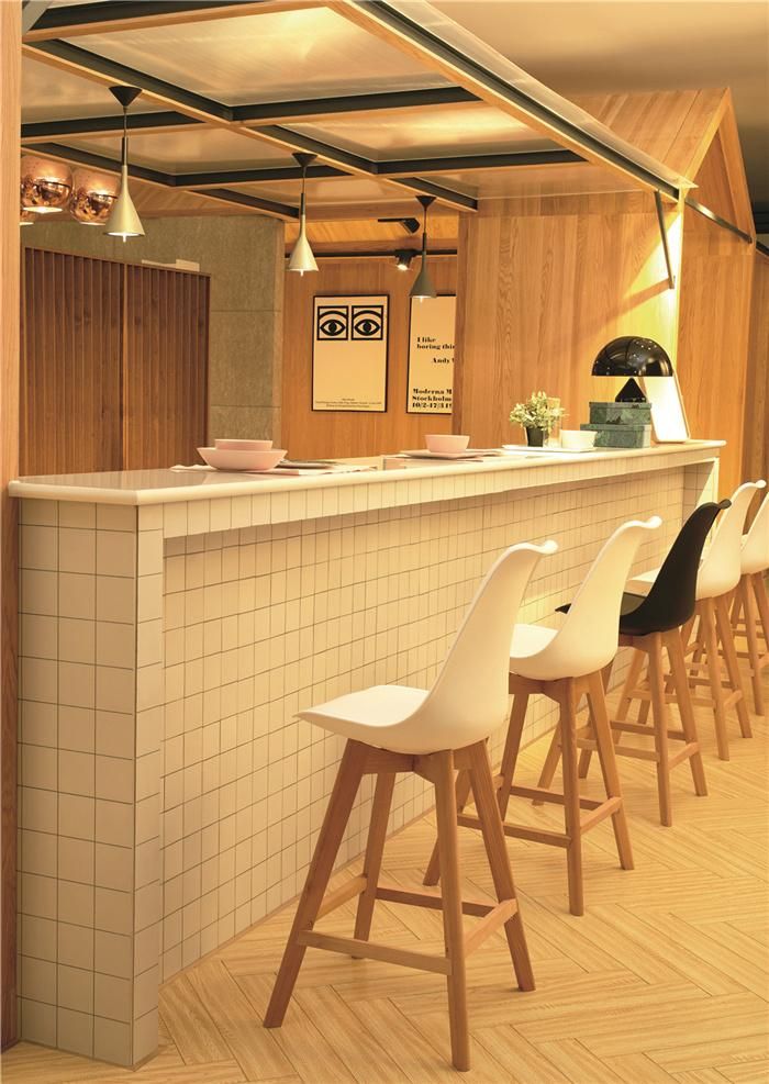 Home Furniture Kitchen Bar Stools Chair Modern Wooden Leg Tall Tulip Chairs Plastic High Bar Stool Chair Restaurant Bar Stools