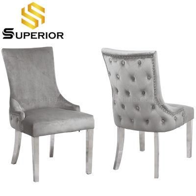 French Style Silver Metal Leg Dining Chair for Restaurant Furniture