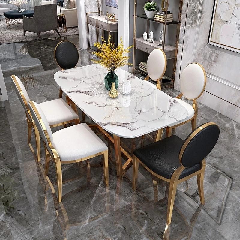 Commercial Hotel Dining Room Furniture Gold Metal Stand Restaurant Table