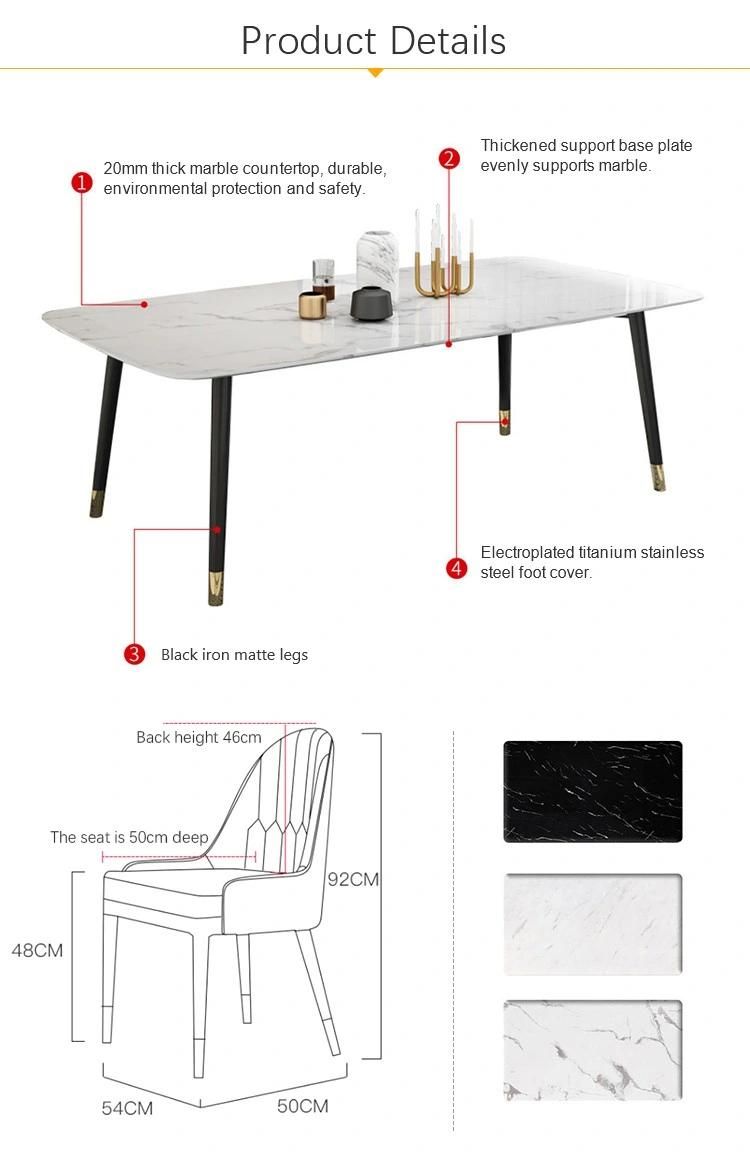 Modern Furnitureset Wholesale Metal Steel Leg Marble Top Dining Tables