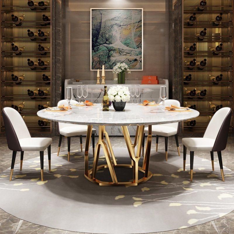 France Style Marble Top Gold Stainless Steel Frame Dining Table