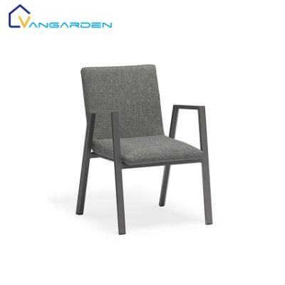 Outdoor Europe Type Modern Metal and Light Grey Fabric Chair for Dining