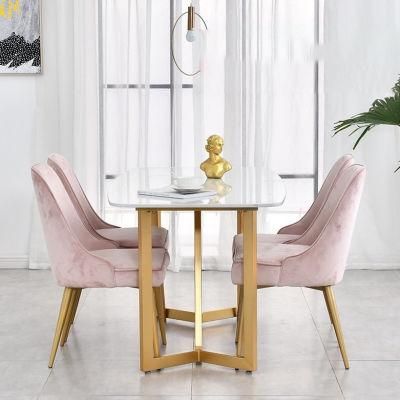 120 Cm 140 Cm 160 Cm Long Marble Top Iron Frame Gold Legs Metal Dining Table