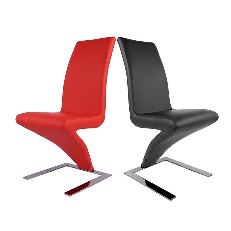 China Wholesale Modern Simple Z Shape PU Leather Metal Commercial Restaurant Dining Chair