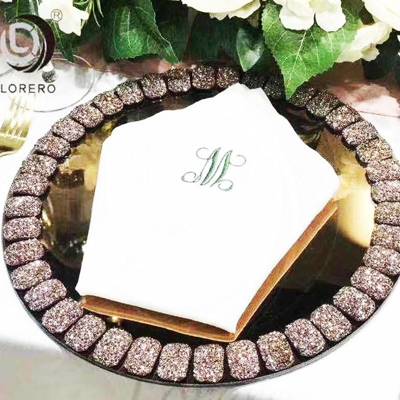 Elegant Events and Home Decoration Gold Beaded Glass Wedding Charge Plate