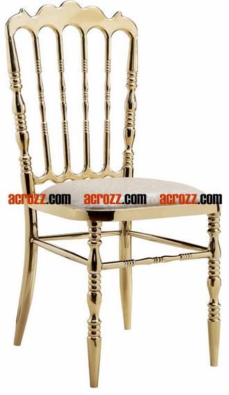 Gold Steel Event Rental Banquet Chiavari Louis Napoleon Dining Chair