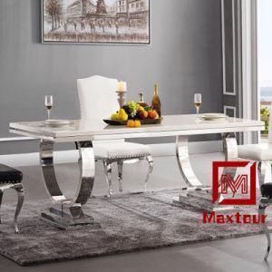 High Quality Rectangle Luxury Marble Top Dining Room Furniture Table Set Modern