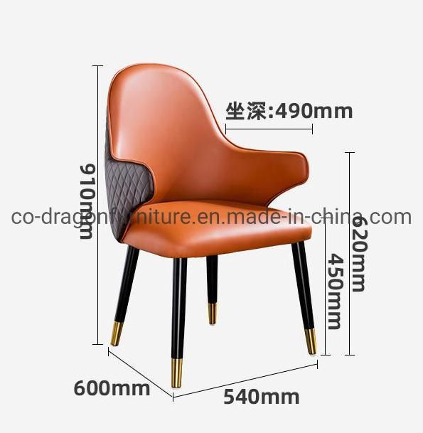 Modern Home Furniture Wooden Legs Leather Dining Chair with Arm