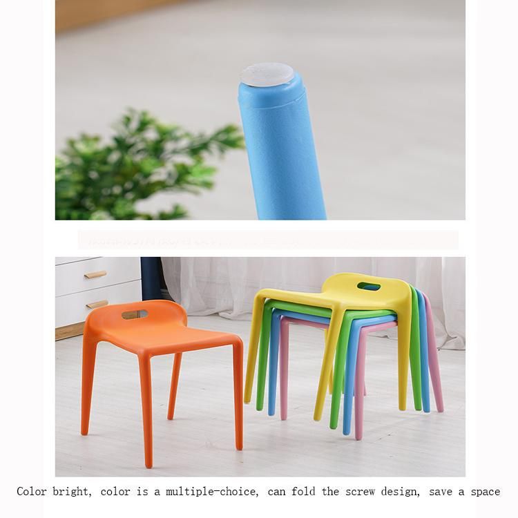 Chinese Furniture Supplier Nordic Plastic Banquet Chair Backless Stool Restaurant Hotel Home Living Room Reception Table and Chair Orange