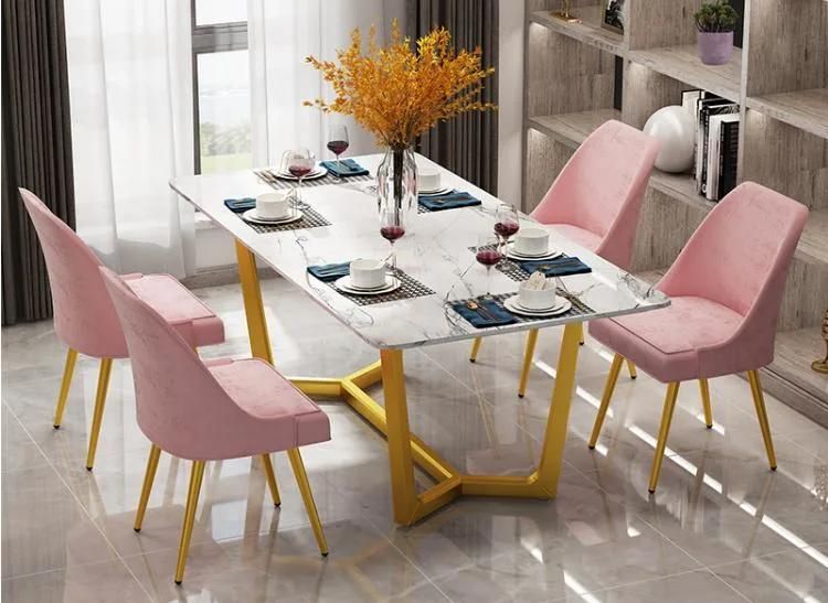 Hotel Restaurant Velvet Chairs Modern Metal Dining Chair Dining Room High Back Design PU Leather Dining Chairs