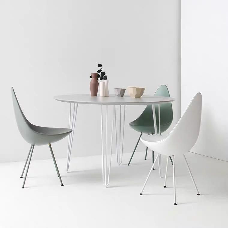 Design Water Drop Shape ABS Plastic Metal Leg Dining Chair