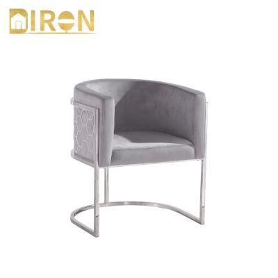 Hotel Home Modern Style Stainless Steel Leg Velvet Dining Chair