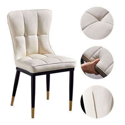 Furniture Modern Designs High Quality Top End White Leather Chairs Elegant Fashion Dining Room Furniture Made in China Leather Dining Chair