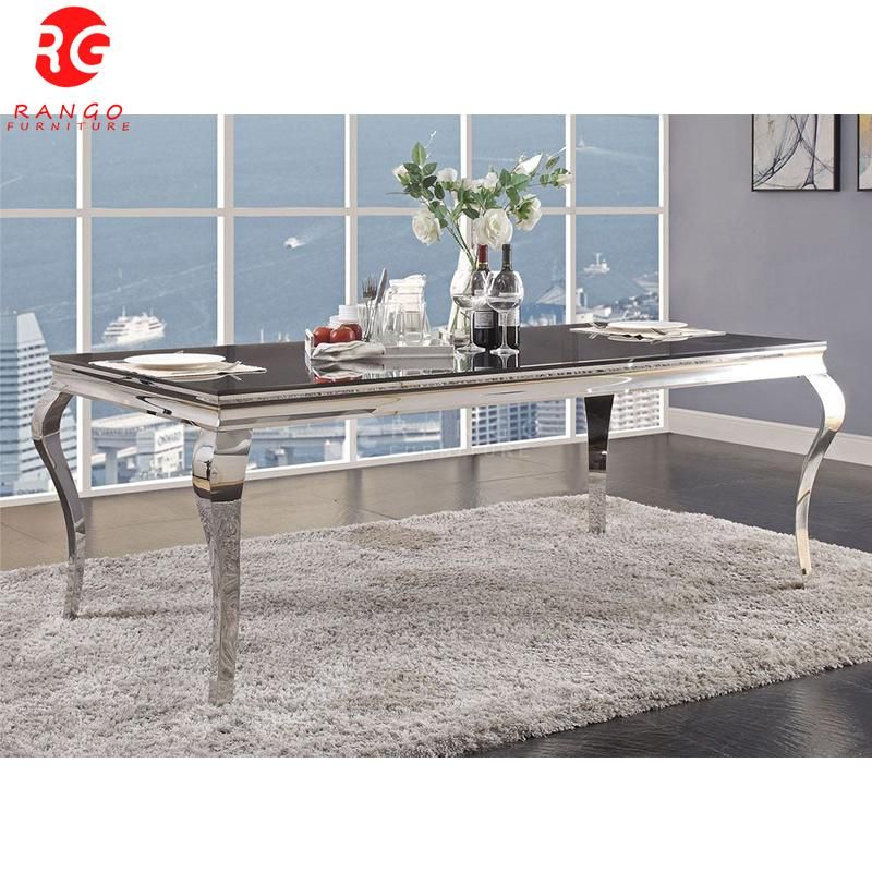 Marble Dining Table with 6 Chairs for Home Product with Imperial Grey Marble Texture