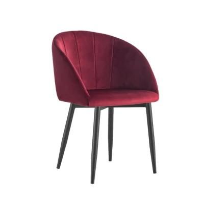 High Quality Dining Room Coffee Shop Modern Metal Leg Soft Velvet Chair