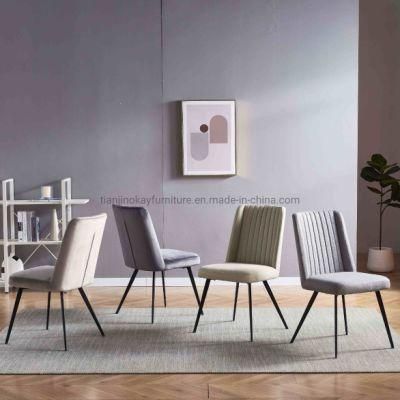 Modern Nice Fabric Home furniture Dining Sets Dining Chair with Black Powder Coating Legs