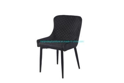 Top Quality Nordic Restaurant Velvet Upholstered Dining Chair with Metal Legs